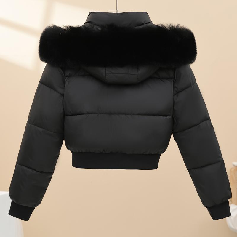Модные зимние женские пальто с капюшоном, воротником из искусственного меха, толстые теплые короткие парки, свободные женские куртки