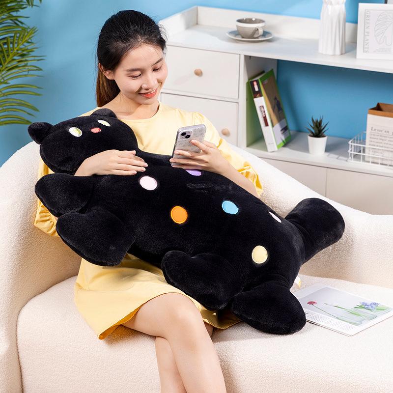 Cute Colorful Polka Dot Cat Pillow Meow Star Plush Toy Home Pillow Girls Gift
