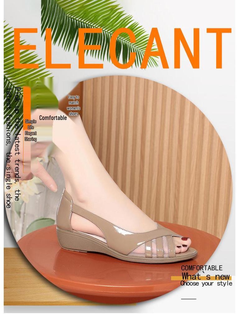 2024 Summer Women's Flat Sandals with Soft Sole - Comfortable Closed Heel, Open Toe Design for Moms