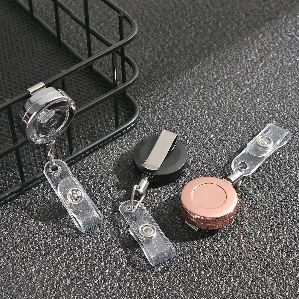 1pc Clip Metal ID Name Card Stationery Lanyards Key Ring Retractable Badge Holder