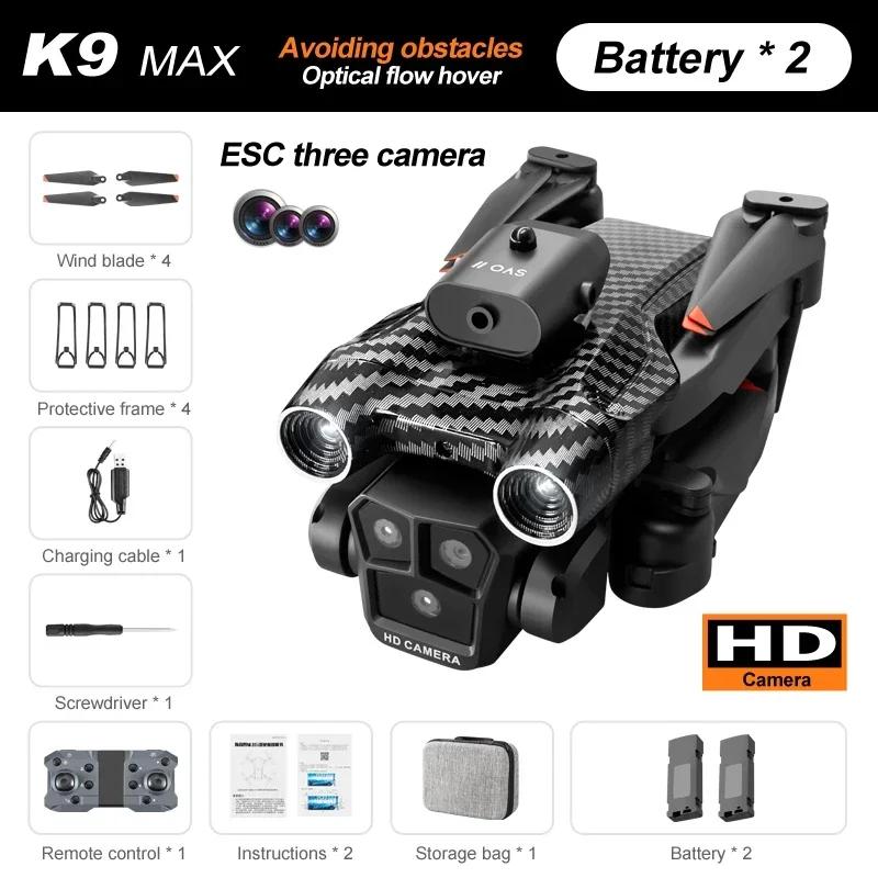 Новый K9Max Rc Drone Professional 8K Трехкамерный ESC Широкоугольный оптический позиционирование потока Четырехсторонний Квадрокоптер для предотвращения препятствий Игрушка в подарок