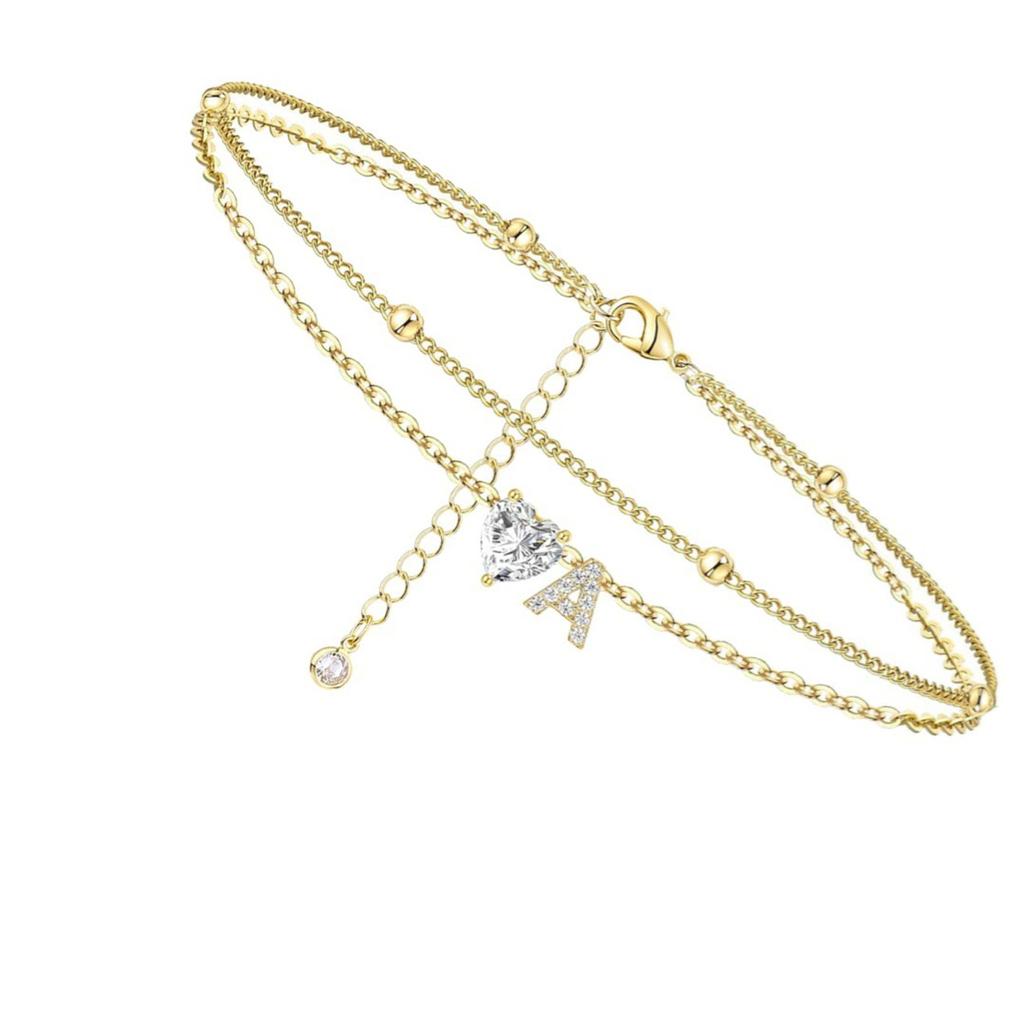 Инициал Сердце Ножной браслет Сердце Буква Ножной браслет Персонализированная монограмма Ножной браслет1 шт