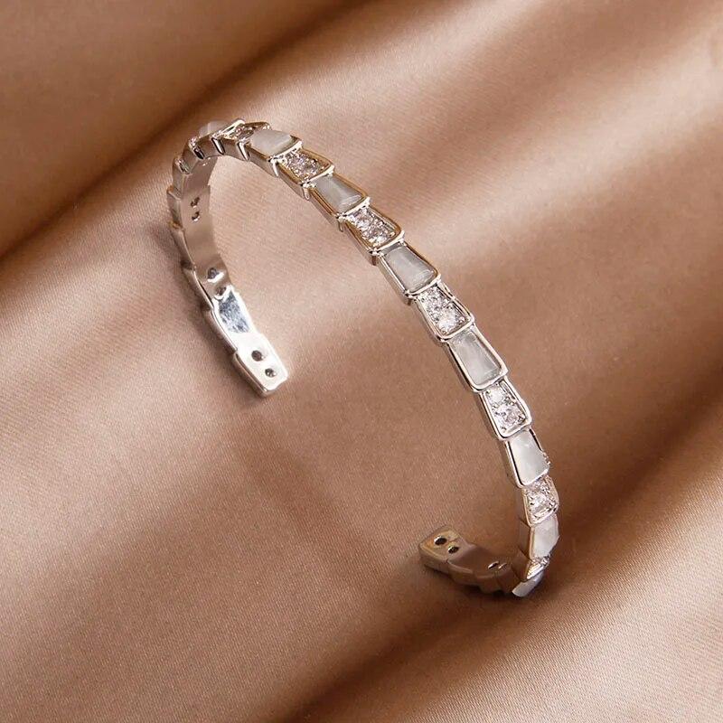 Korea&Japanese Delicate Double Layer Charm Bangles for Women Fashion Brand Jewelry Crystal Heart Bracelets Accessories