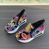 Women's Wedge Shoes New Spring Autumn Fashion Round Toe Floral Pattern Embroidery Mesh Platform Sneakers Increase Height Shoes