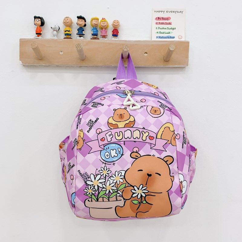 Animal Pattern Children Nylon Backpack With Cushioned Straps For Daycare