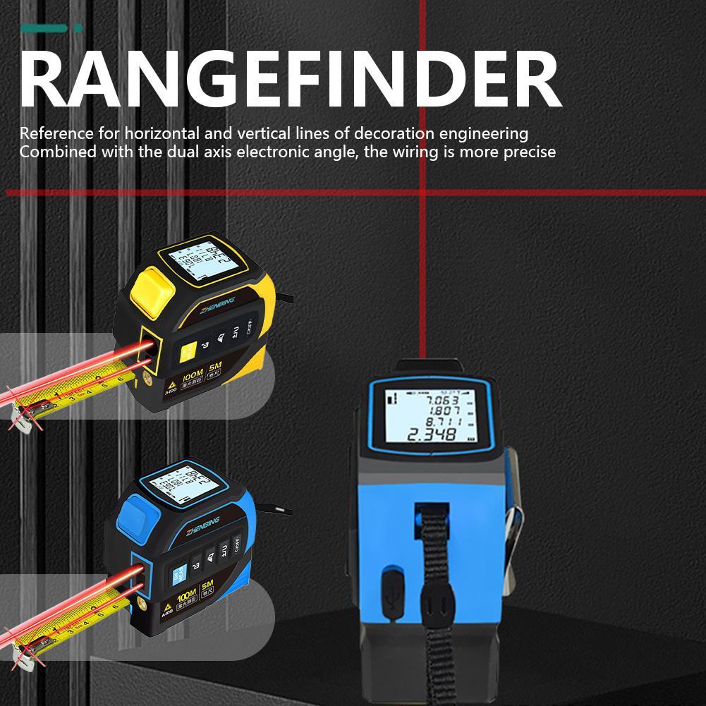 Портативная лазерная рулетка 4 в 1, цифровая рулетка, высокоточный лазерный дальномер, стальная рулетка, инструмент с высокой эластичностью