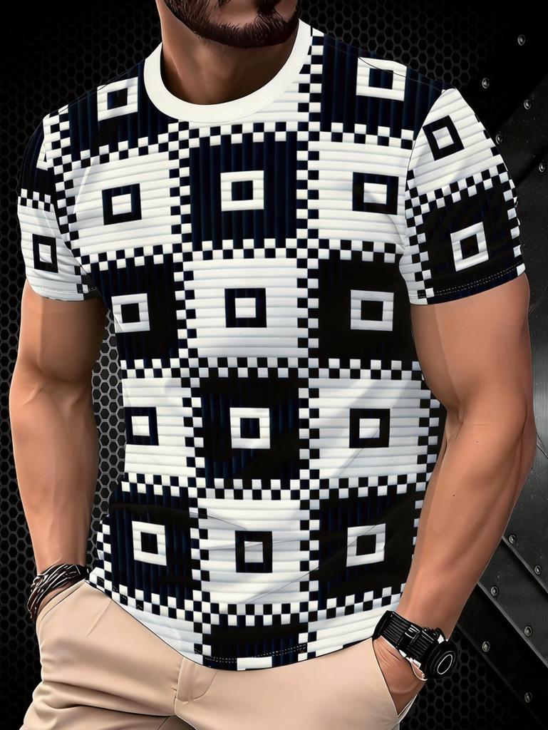 Geometric Triangle 3D All Over Print Short Sleeve T-Shirt Casual Street Top