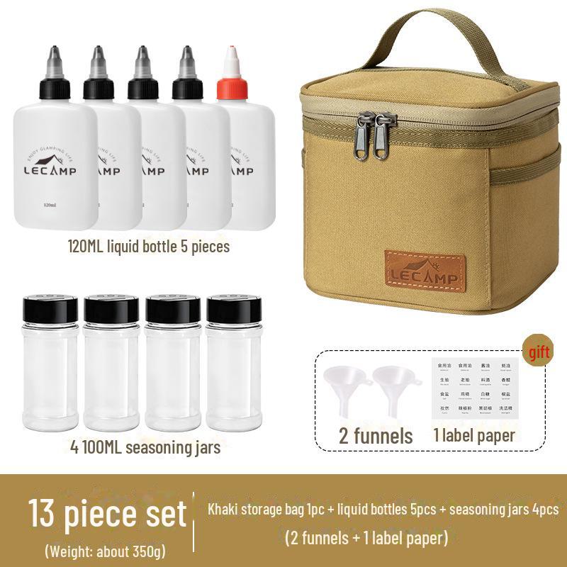 Портативный набор бутылок с приправами для кемпинга и пикников с герметичными бутылками для масла и сумкой для хранения