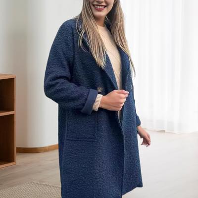 Женская флисовая куртка с застежкой на пуговицы, пушистое вечернее пальто, однотонное плюшевое теплое пальто средней длины