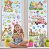 9 Sheets Summer Window Clings Stickers Double-Sided Window Decals Tropical Flamingo Green Plants Coconut Tree Designs Summer Hawaii Colorful Flower