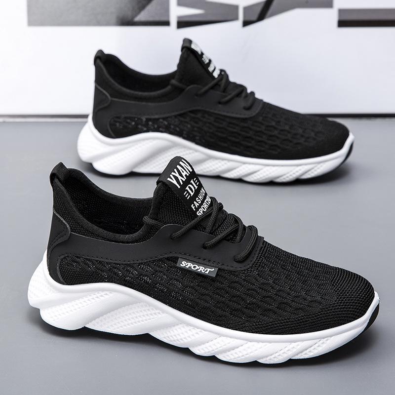 Men's Shoes 2024 New Summer Fly-woven Hollow Breathable Mesh Men's Sports Leisure Work Dad Trendy Shoes
