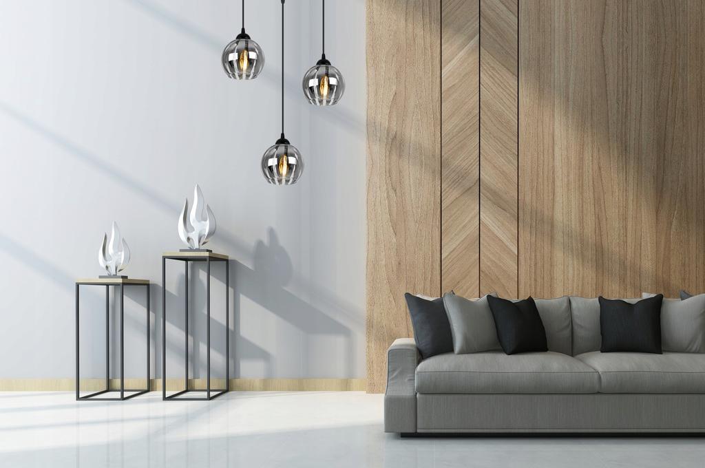 Elegant Chrome Hanging Lamp, Glass Shape, Ball