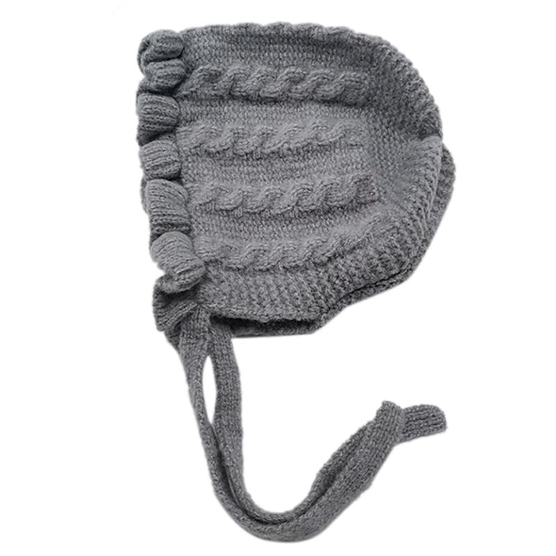 Winter Baby Girls Toddler Solid Print Hats With Ruffle Design Casual Caps Headwear