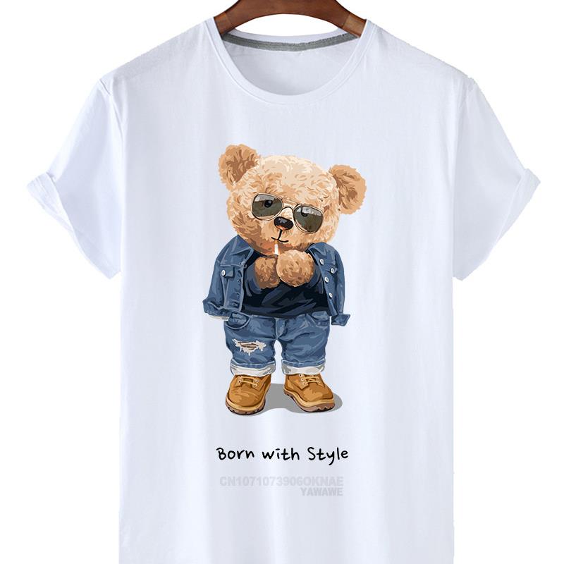 New Arrival Teddy Bear Harajuku Tshirt for Unisex Summer Short SleeveTshirt Unisex Summer Clothes Comfortable Daily Unisex T Shirt