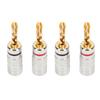 2 Pairs BFA Banana Plug 4mm Gold Plated Brass Serrated Speaker Plug Connectors for Amplifiers