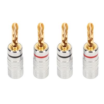 2 пары разъемов BFA Banana Plug 4 мм, позолоченные латунные, зубчатые, для подключения динамиков, для усилителей