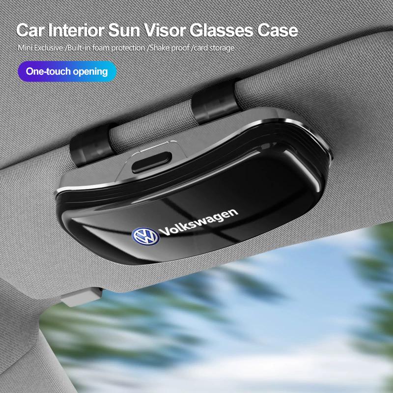 Car Emblem Sun Visor Glasses Case Sunglasses Storage Gift Box For VW Golf Tiguan GTI Jetta Passat T5 Polo Touran Scirocco Arteon ze1