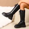 Женские ботфорты на массивной платформе, модные мотоботы из ПУ кожи на толстой подошве, женские осенне-зимние панк длинные