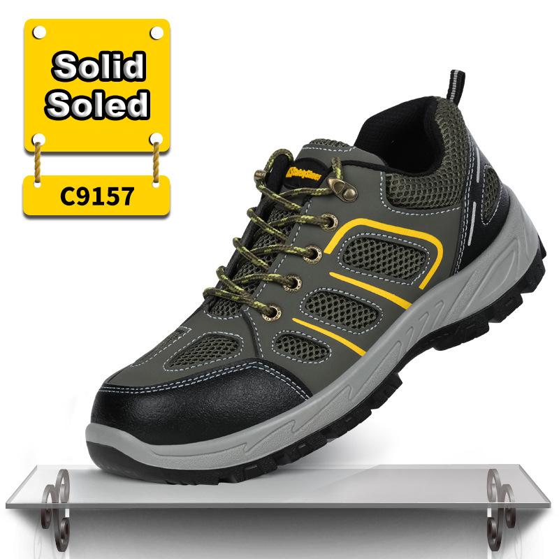 Oulylan Men Lightweight Protection Shoes Anti Piercing Cowhide Work Footwear Anti Smashing Steel Toe Safety Boots Size 38-46