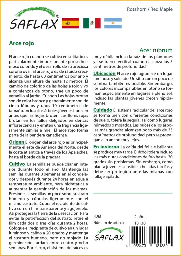 SAFLAX Клен красный - 20 семян - Acer Rubrum