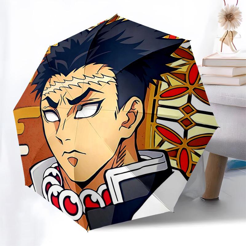 1pc Anime Character Umbrella with Stained Glass Design - Auto Open Close Folding Umbrella, 3-Fold Design, 8-Bone Iron Frame, Outdoor, Festival Gift fo
