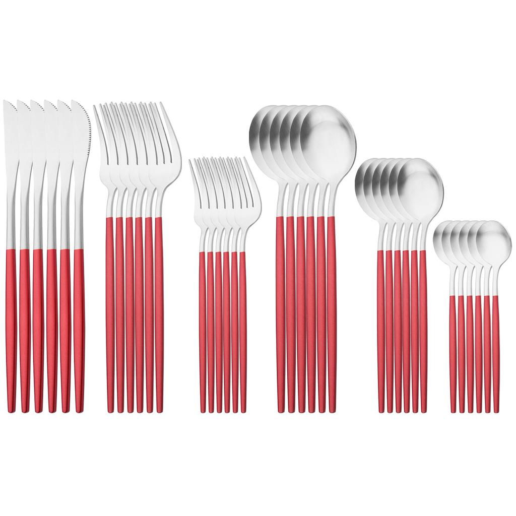 36Pcs Matte Stainless Steel Cutlery Set Mint Gold Dinnerware Set Knife Forks Coffee Spoon Silverware Western Kitchen Tableware