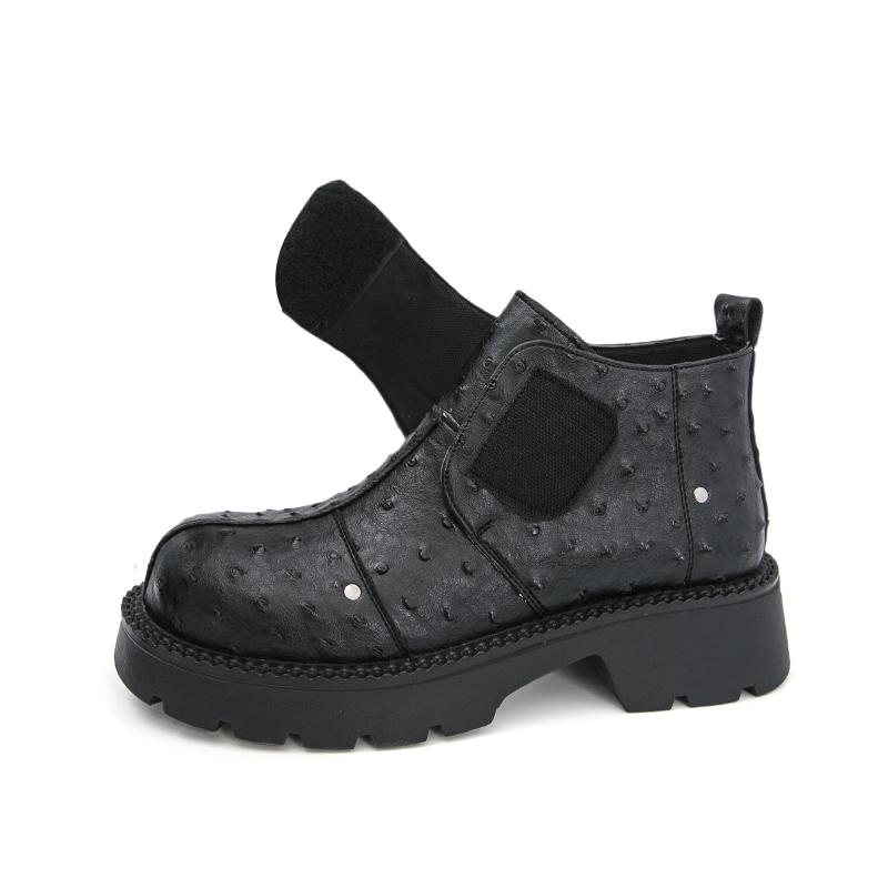 Мужские ретро панк ботинки на толстой подошве платформе, ботинки-лифты, черные, на молнии, с круглым носком, мотоциклетные ботинки, высокие ботинки, большие размеры