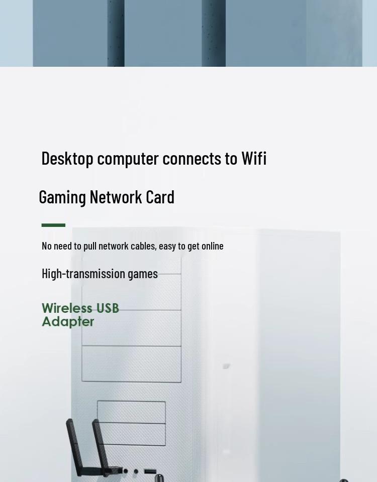 1300M WiFi 6 Dual-Band USB Wireless Network Card for Desktop Computers (Driver-Free)