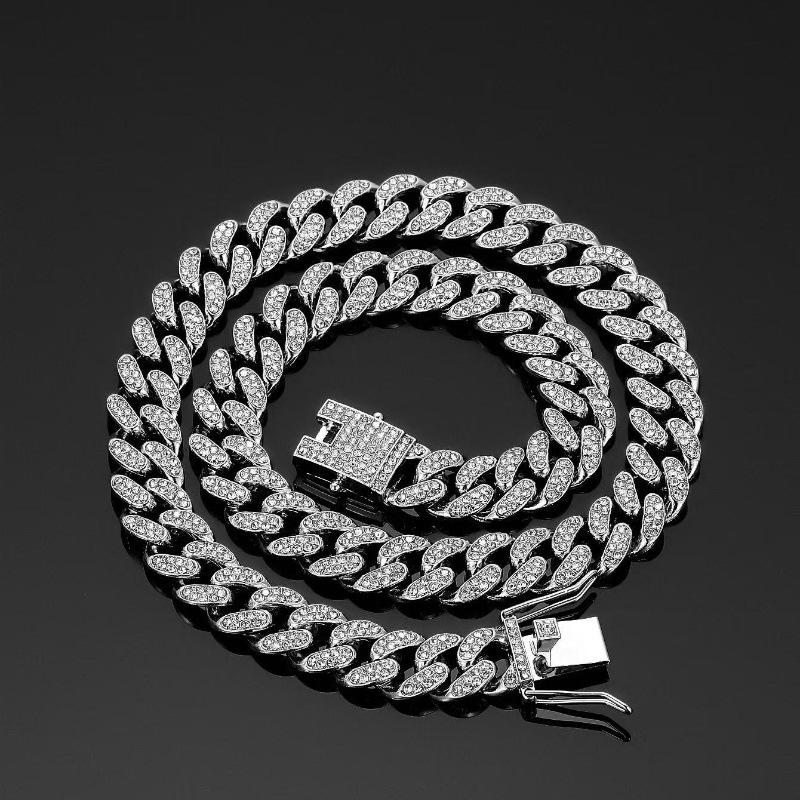 13mm Cuban Chain Bracelet with Diamond Inlay - Men's & Women's European/American Hip-hop Jewelry