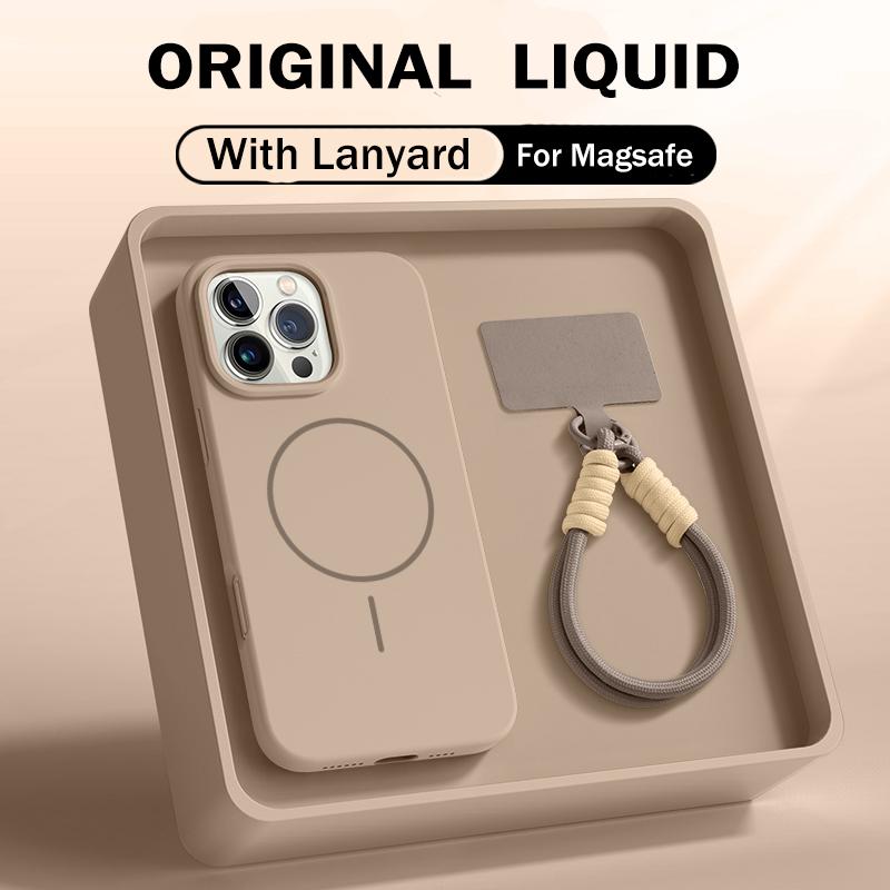 Роскошный Магнитный Чехол Для Magsafe Для iPhone 17 15 14 16 Plus 11 12 13 Pro Max Оригинальный Жидкий Силикон Ремешок-Шнурок Мягкая Крышка