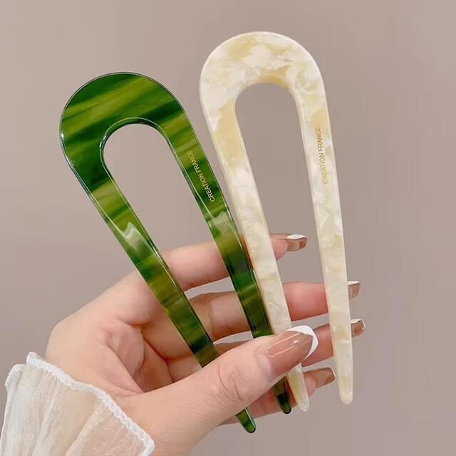 Модная заколка для волос в форме вилки с мраморным принтом, ацетатная геометрическая заколка-палочка для создания пучка, для женщин, девушек, инструменты для создания винтажной прически своими руками