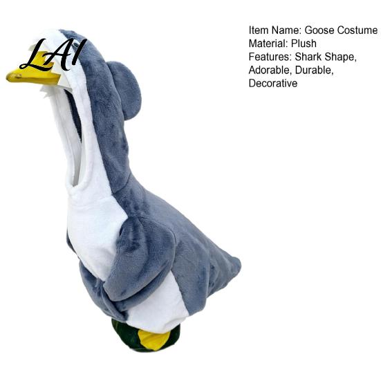 Decorative Porch Goose Accessories Shark Outfit Cute Gray Costume with 3D Fin Durable Statue Suit Design for 23" Gooses Decoration Patio Yard Garden
