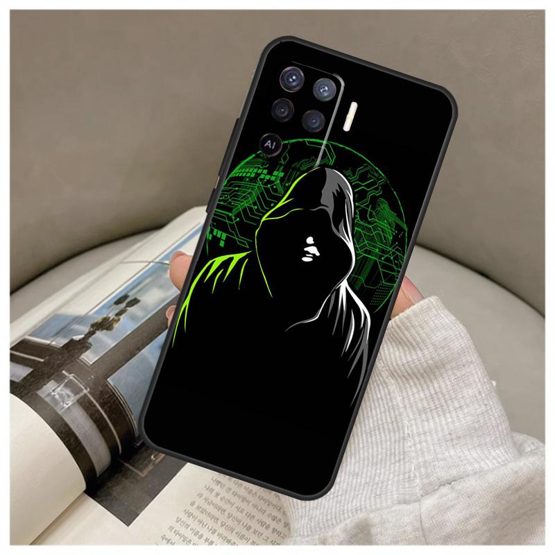 Кейс Хакерская Матрица для Oppo A17 A57 A77 A40 A78 A54 A74 A94 A76 A16 A96 A18 A60 A80 A38 A58 A98 A15 A5 Pro