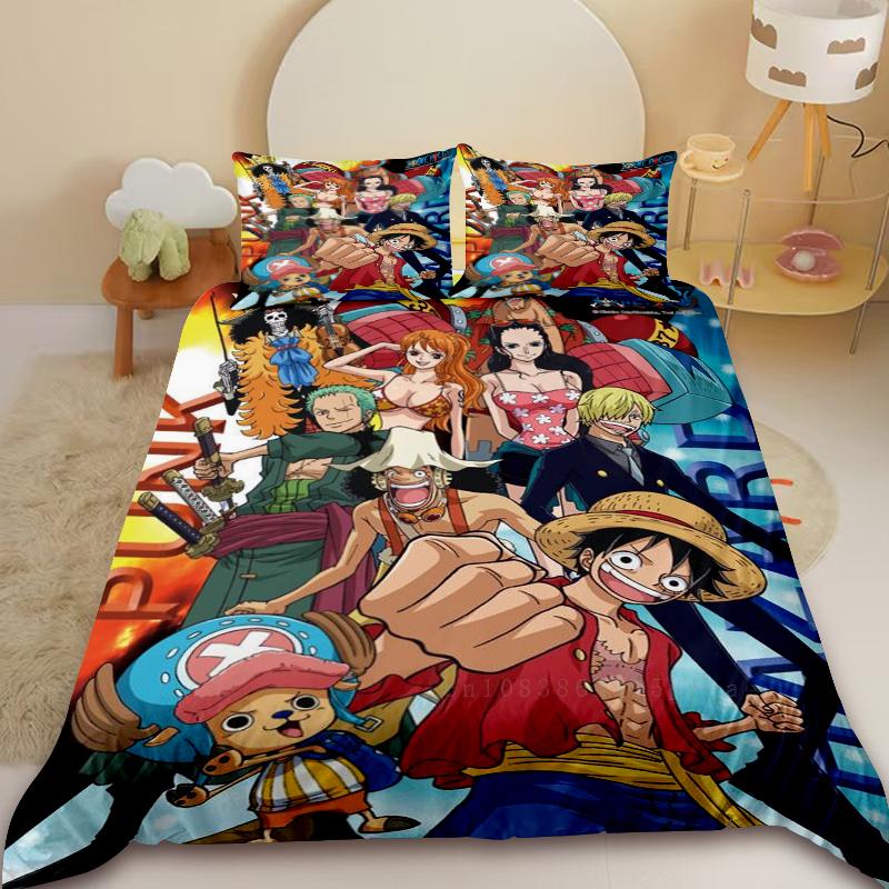 Anime One Piece Duvet Cover Luffy Cartoon Bedding Set Quilt Cover Twin King Size for Bedroom Decor Birthday Gifts