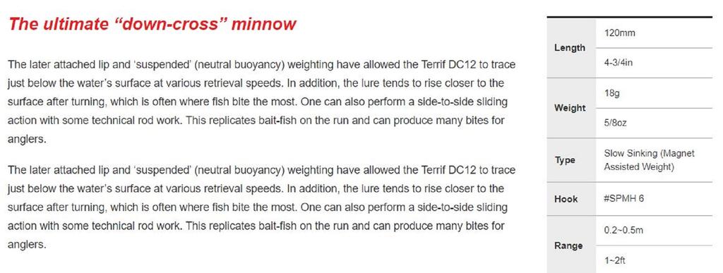 DUO Terrif DC 12 Type 1 Медленно тонущая приманка ADA0256 (7839)