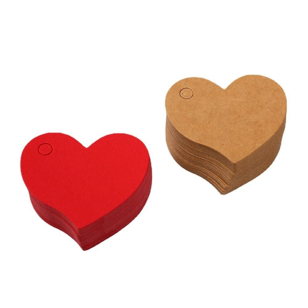 100 шт. подвесных бумажных бирок в форме сердца из крафт-бумаги, бирки в форме сердца, украшение для вечеринки ко Дню святого Валентина