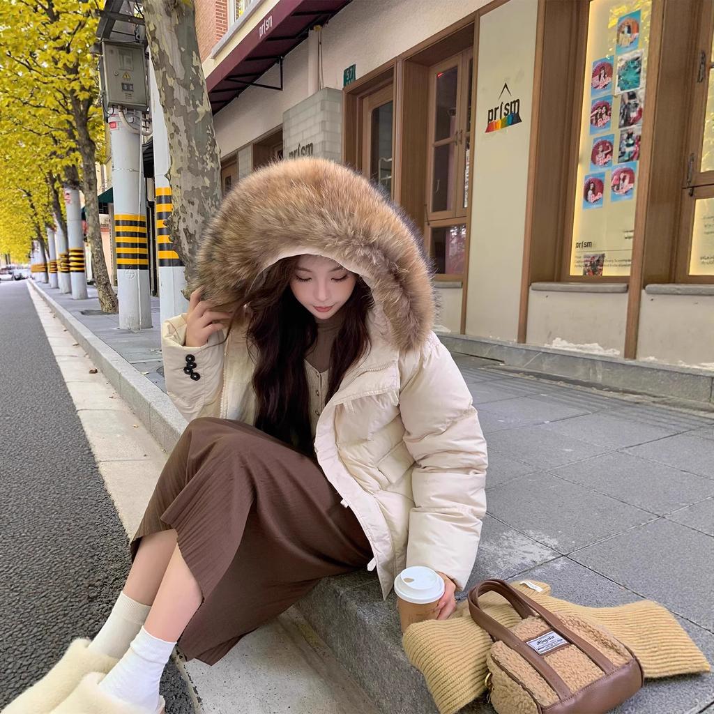 Женская новая куртка парка из высококачественной ткани с большим меховым воротником, защищающая от холода и ветра, легкая, утолщенная, пушистая и теплая, свободного кроя, в повседневном спортивном стиле