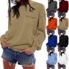 Women's Fashion Solid Color Round Neck Long Sleeve Pocket Loose T-shirt Top