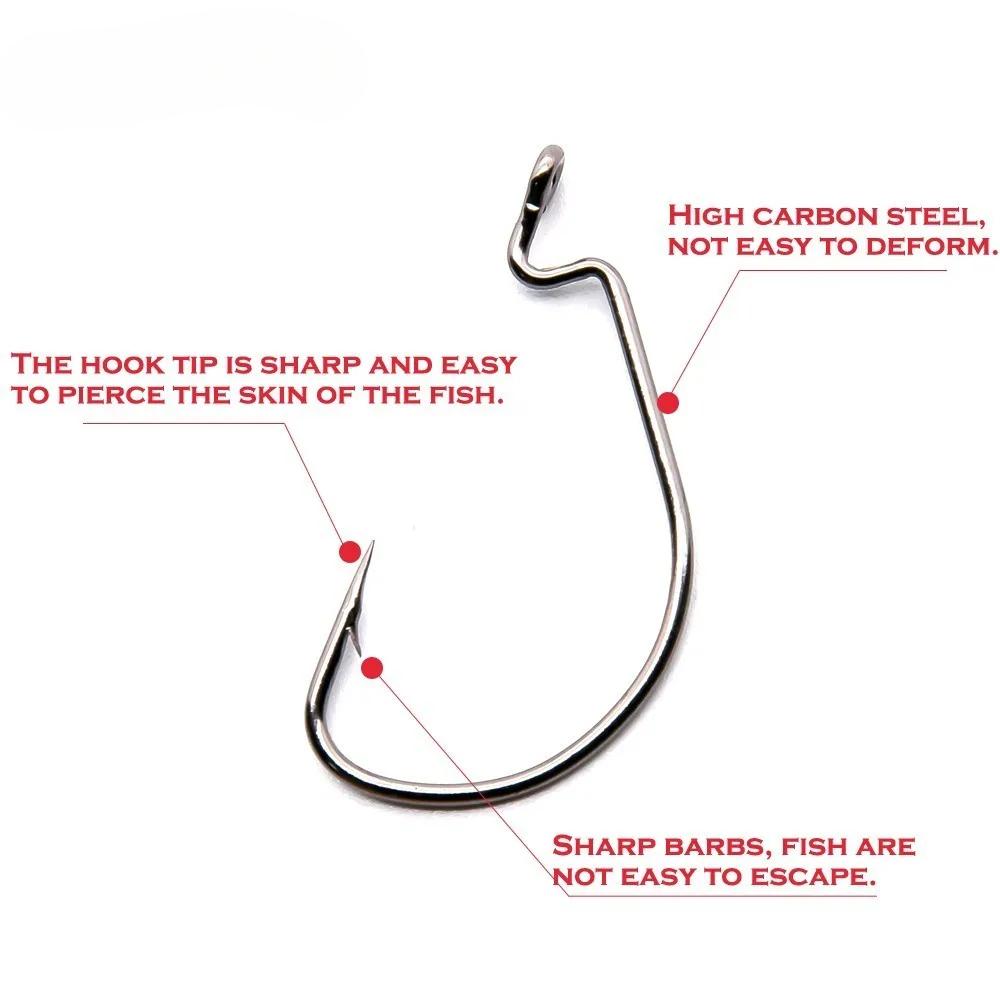 50pcs/Lot High Carbon Steel Fishing Hooks Crank Hook For Soft Worm Bait 1# 2# 4# 6# 8# 1/0#-5/0# New Fishing Gear