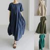 Платье большого размера из хлопка и льна, свободный свитер с круглым вырезом, юбка выше колена, темперамент, стиль колледжа, женские нижние части