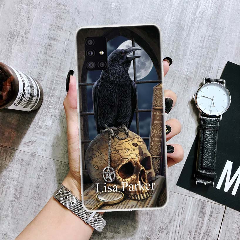 Чехол для телефона с изображением ворона и темного черепа для Samsung Galaxy A12 A22 A32 A42 A52 A72 A51 A71 5G A41 A31 A21 A02S M12 M21 M31 M30S Fundas