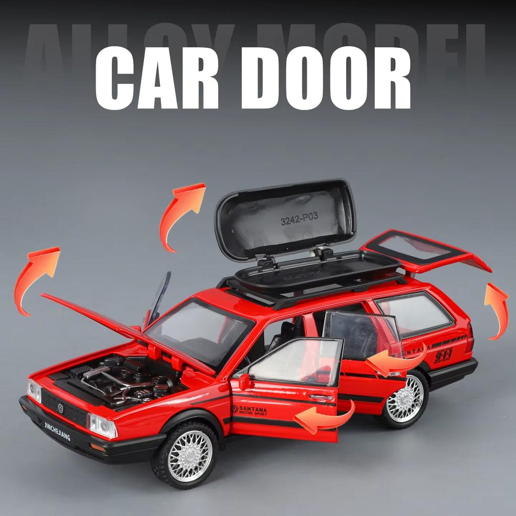 1/32 Volkswagen Santana Avant Универсал Металлическая модель автомобиля Литье под давлением Металлический транспорт для путешествий Модель автомобиля Симуляция звука и света Детская игрушка Подарок