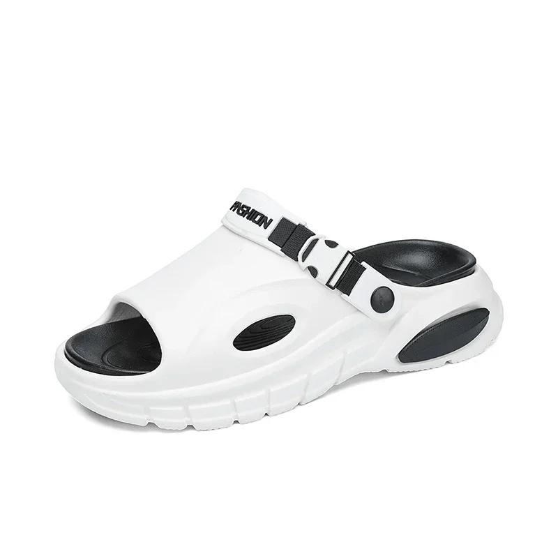 Fashion Men's Summer Thick Bottom Sandals Outdoor Wear Anti-Slip Beach Slippers Comfortable Two-Purpose EVA Material Botas Para Hombre