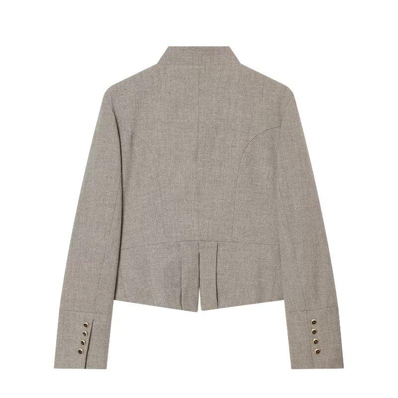 European and American style, new women's clothing, fashionable, slim-fitting blazer with flip buckle 2736494