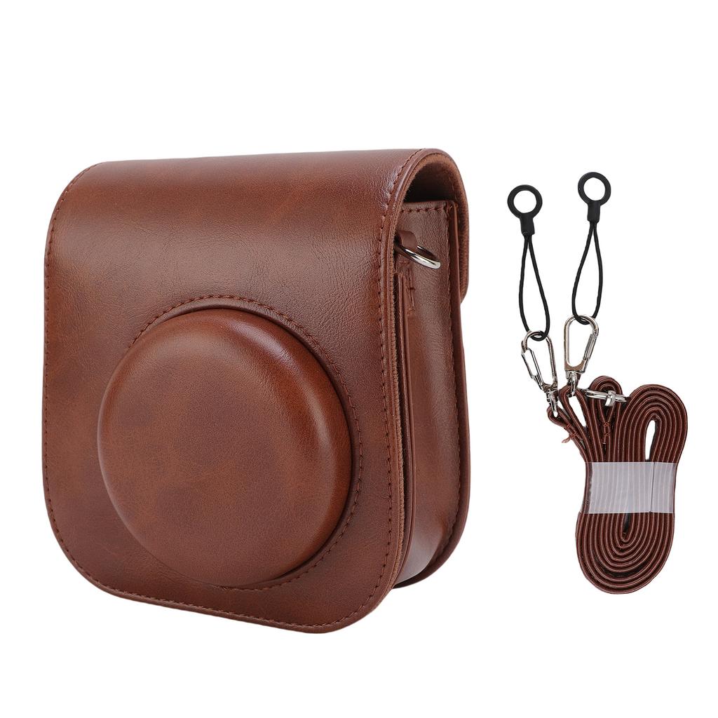 Protective Case Fit for Fujifilm Mini12 Mini11 Camera PU Leather Instant Camera Storage Bag with Shoulder Strap Brown