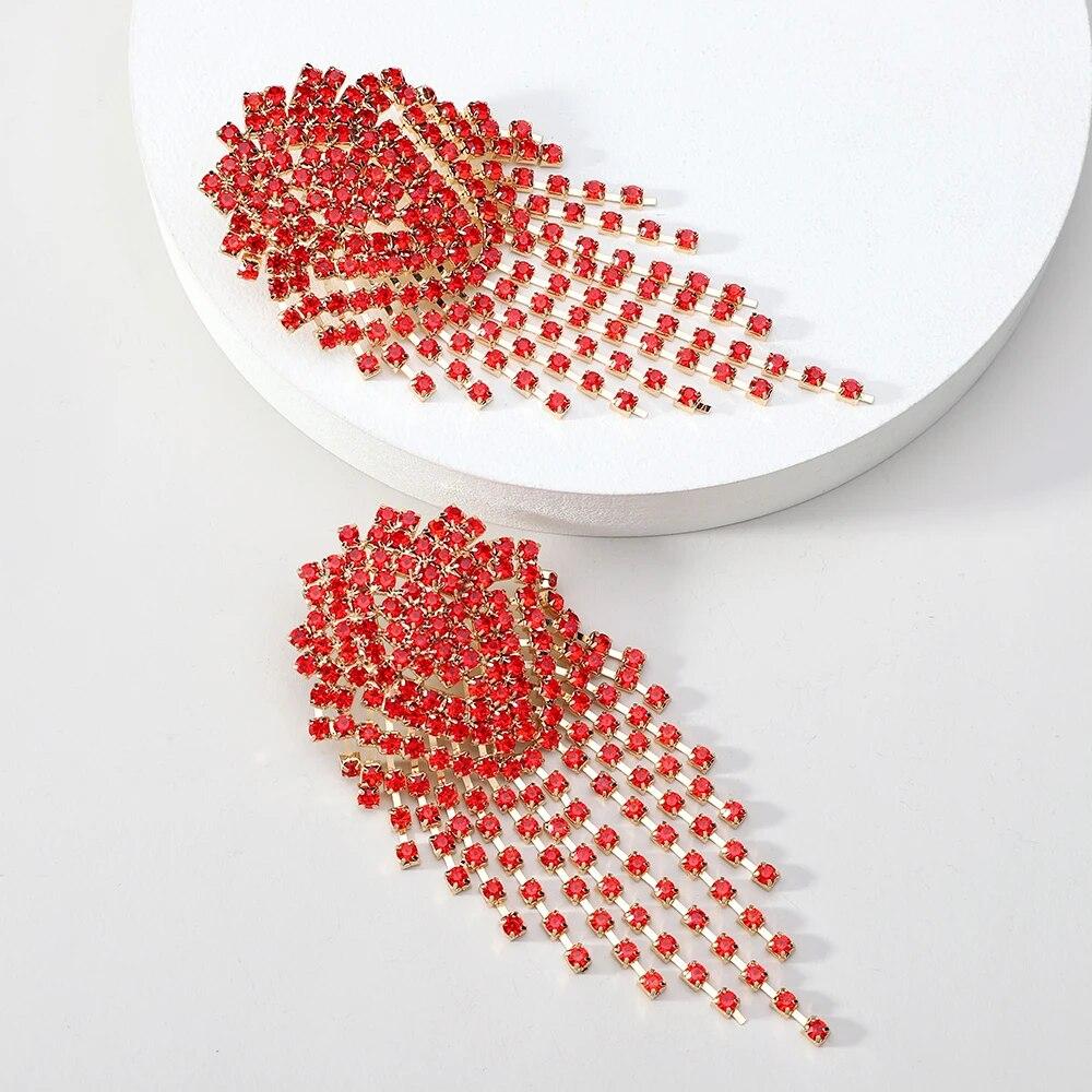 Креативный дизайн со стразами и кисточками для невесты, свадебной вечеринки, трендовые ювелирные изделия, роскошное качество, необычные висячие серьги для женщин