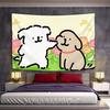 Cute Line Puppy Tapestry Wall Hanging Tapestry Art Deco Blanket Curtain Hanging At Home Bedroom Living Room Decor