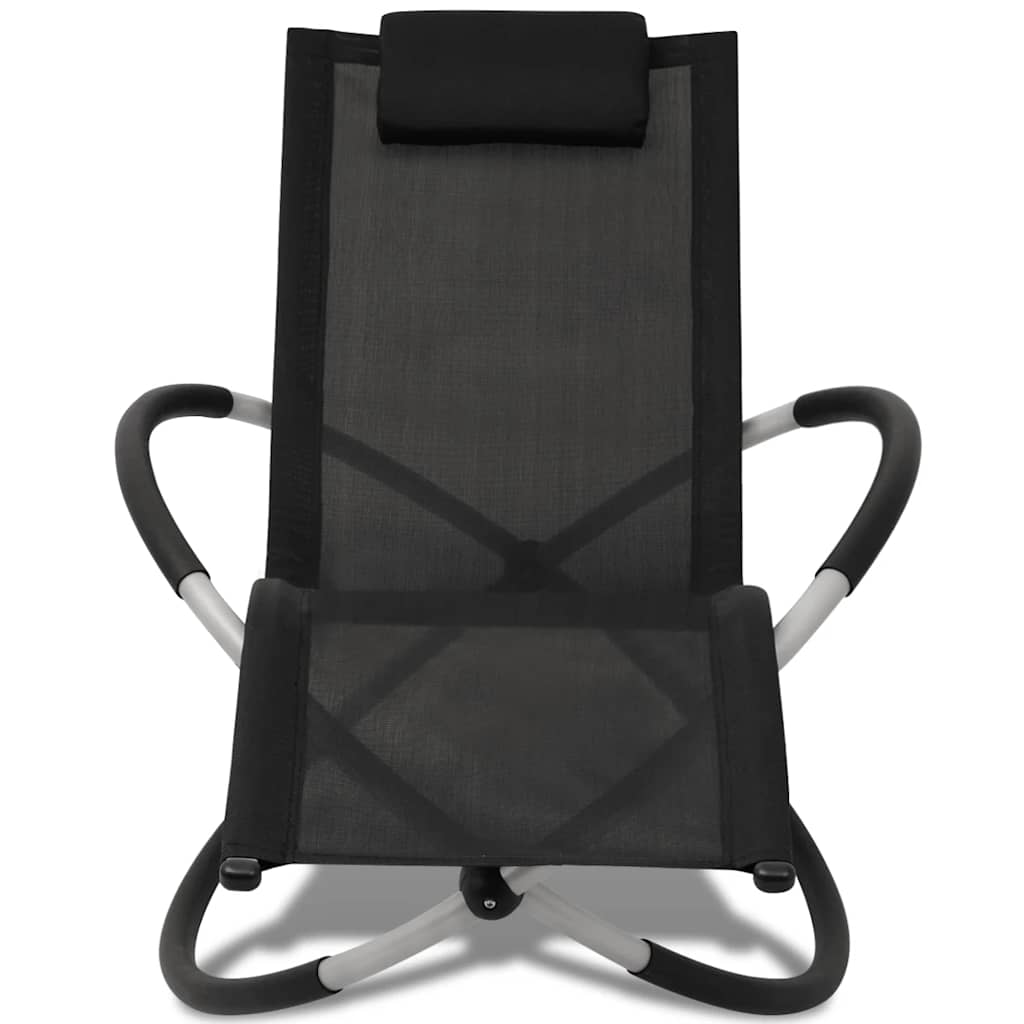 vidaXL Sonnenliege Geometrisch Outdoor Stahl Schwarz und Grau
