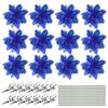 Creative Floral Arrangement with Blue Poinsettias Set of 12 Pieces