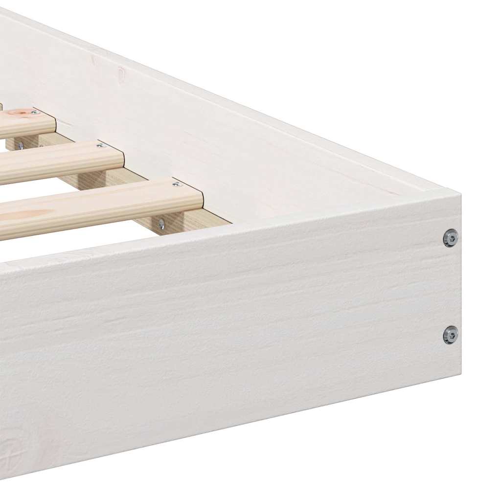 Bed Frame White 100 x 220 cm Solid Pine Wood